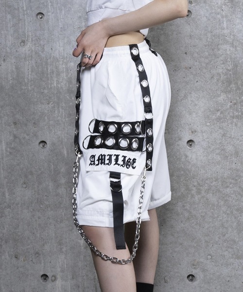 Amilige (REFLEM) サスペンダー付きワイドパンツ Amilige パンツ サスペンダー付きワイドパンツ レディース