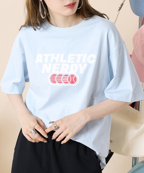 NERDY（ノルディ）の「Tシャツ（Tシャツ/カットソー・レディース・ホワイト/ブルー・S/M/L）」の2枚目の写真