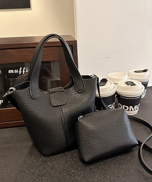 blackdia ocean（ブラックダイヤオーシャン）の「blackdia ocean ストラップ&ポーチ付 2WAYバケットバッグ（ハンドバッグ・レディース・ブラウン/ブラック/アイボリー/ブルーグレー/ピンク/イエロー・FREE）」の8枚目の写真