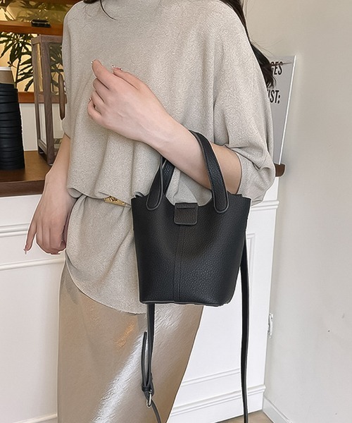 blackdia ocean（ブラックダイヤオーシャン）の「blackdia ocean ストラップ&ポーチ付 2WAYバケットバッグ（ハンドバッグ・レディース・ブラウン/ブラック/アイボリー/ブルーグレー/ピンク/イエロー・FREE）」の18枚目の写真