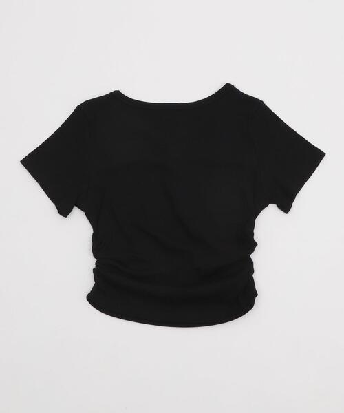 dispark(ディスパーク)の「DISPARK/スタッズサイドギャザープリントT(Tシャツ/カットソー・レディース・ブラック/ホワイト・FREE)」の12枚目の写真