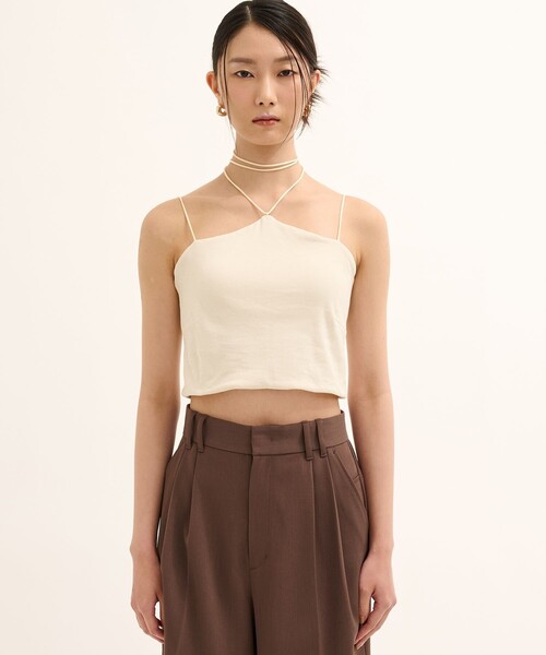 PUBLIC TOKYO（パブリックトウキョウ）の「【完売間近】hazyホルターネックラインキャミ（キャミソール・レディース・カーキ/ホワイト・1/2）」の9枚目の写真