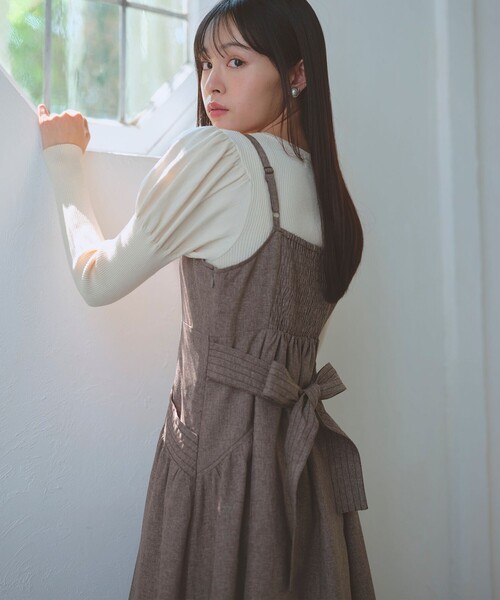 Feroux(フェルゥ)の「バッグリボン ジャンパースカート(スカート・レディース・ライトグレー系/ダークブラウン系・SMALL/MEDIUM)」の8枚目の写真