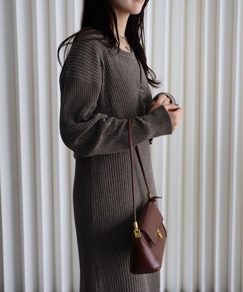 セール】【ベロアニットワンピース＋ショートカーディガン】セット