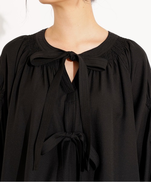 N.（N. Natural Beauty Basic）（エヌエヌナチュラルビューティーベーシック）の「2wayダブルリボンチュニックブラウス（シャツ/ブラウス・レディース・ブラック/ライトグリーン/キャメル・MEDIUM）」の13枚目の写真