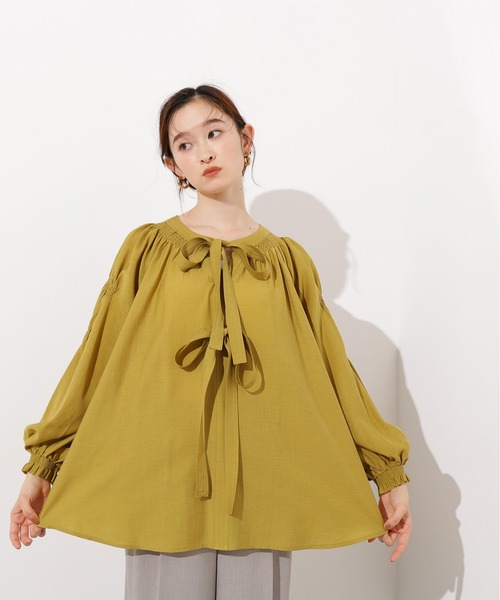 N.（N. Natural Beauty Basic）（エヌエヌナチュラルビューティーベーシック）の「2wayダブルリボンチュニックブラウス（シャツ/ブラウス・レディース・ブラック/ライトグリーン/キャメル・MEDIUM）」の17枚目の写真