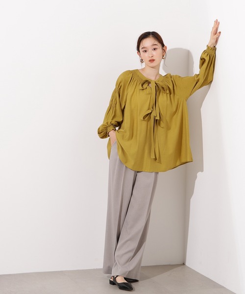 N.（N. Natural Beauty Basic）（エヌエヌナチュラルビューティーベーシック）の「2wayダブルリボンチュニックブラウス（シャツ/ブラウス・レディース・ブラック/ライトグリーン/キャメル・MEDIUM）」の18枚目の写真