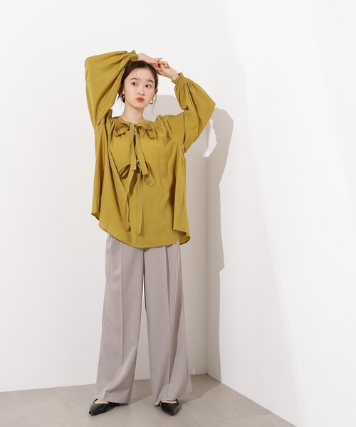 N.（N. Natural Beauty Basic）（エヌエヌナチュラルビューティーベーシック）の「2wayダブルリボンチュニックブラウス（シャツ/ブラウス・レディース・ブラック/ライトグリーン/キャメル・MEDIUM）」の21枚目の写真