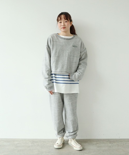 PAR ICI（パーリッシィ）の「NAVYS フレンチテリー スウェットプルオーバー（スウェット・レディース・グレー/アイボリー/グリーン・FREE）」の2枚目の写真