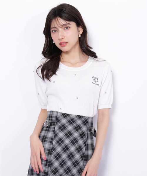 JILL by JILL STUART(ジルバイジルスチュアート)の「◇ミニケーブルハート刺繍ニット(ニット/セーター・レディース・ブラック/ブルー/ホワイト・FREE)」の7枚目の写真