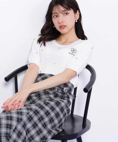 JILL by JILL STUART(ジルバイジルスチュアート)の「◇ミニケーブルハート刺繍ニット(ニット/セーター・レディース・ブラック/ブルー/ホワイト・FREE)」の6枚目の写真