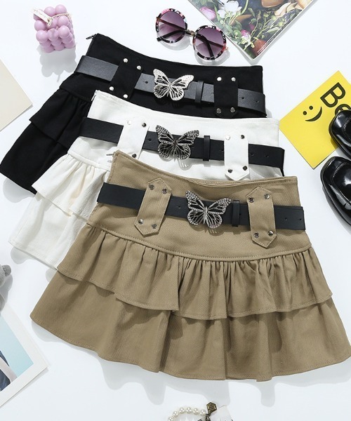 Silly(シリー)の「ベルト付きウエスタンフレアスカート(デニムスカート・レディース・ブラック/カーキ/ホワイト・SMALL/MEDIUM)」の7枚目の写真