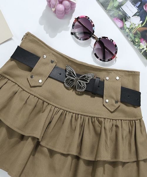 Silly(シリー)の「ベルト付きウエスタンフレアスカート(デニムスカート・レディース・ブラック/カーキ/ホワイト・SMALL/MEDIUM)」の6枚目の写真