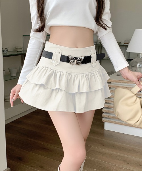 Silly(シリー)の「ベルト付きウエスタンフレアスカート(デニムスカート・レディース・ブラック/カーキ/ホワイト・SMALL/MEDIUM)」の10枚目の写真