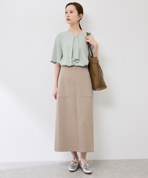 ROPE' PICNIC(ロペピクニック)の「メタルパーツフロントフリルタイハーフスリーブブラウス(シャツ/ブラウス・レディース・ホワイト/サックスブルー/チャコールグレー/ライトグリーン・38/36)」の5枚目の写真