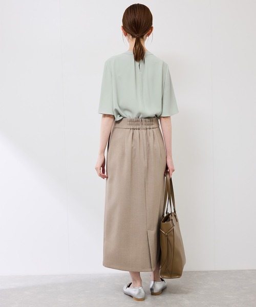 ROPE' PICNIC(ロペピクニック)の「メタルパーツフロントフリルタイハーフスリーブブラウス(シャツ/ブラウス・レディース・ホワイト/サックスブルー/チャコールグレー/ライトグリーン・38/36)」の7枚目の写真
