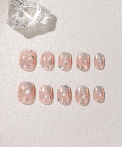 Anail（エーネイル）の「3D水光ネイルピンクグレージュマグネットゴールドミラーフレームオーバルネイルチップ⑦　夏ネイル（ネイルシール/ネイルチップ・レディース・ベージュ系その他/カーキ/ピンク/ナチュラル・LARGE/MEDIUM/SMALL）」の4枚目の写真