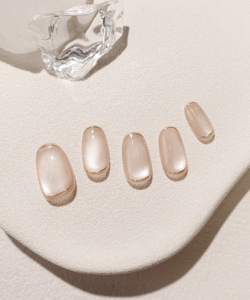 Anail（エーネイル）の「3D水光ネイルピンクグレージュマグネットゴールドミラーフレームオーバルネイルチップ⑦　夏ネイル（ネイルシール/ネイルチップ・レディース・ベージュ系その他/カーキ/ピンク/ナチュラル・LARGE/MEDIUM/SMALL）」の18枚目の写真