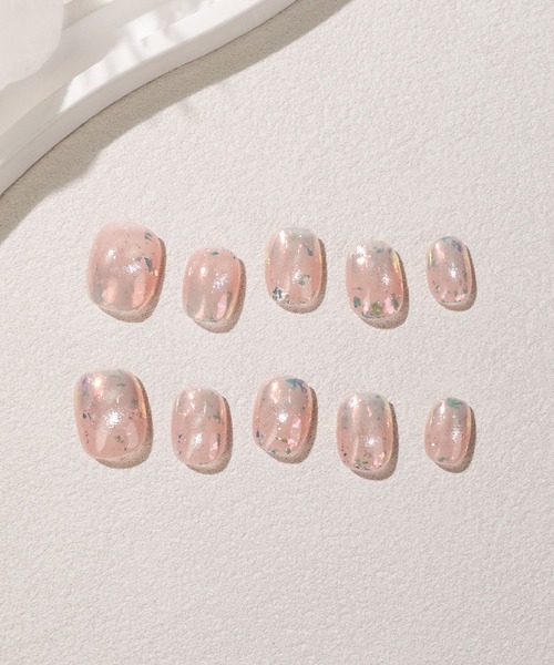 Anail（エーネイル）の「3D水光ネイルピンクグレージュマグネットゴールドミラーフレームオーバルネイルチップ⑦　夏ネイル（ネイルシール/ネイルチップ・レディース・ベージュ系その他/カーキ/ピンク/ナチュラル・LARGE/MEDIUM/SMALL）」の7枚目の写真