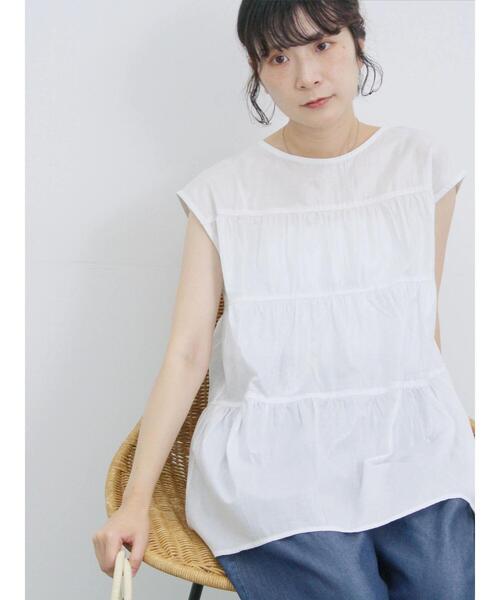 Samansa Mos2 blue（サマンサモスモスブルー）の「◎ティアードブラウス（シャツ/ブラウス・レディース・ブラック/チャコールグレー/オフホワイト・F）」の2枚目の写真