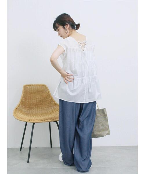 Samansa Mos2 blue（サマンサモスモスブルー）の「◎ティアードブラウス（シャツ/ブラウス・レディース・ブラック/チャコールグレー/オフホワイト・F）」の10枚目の写真