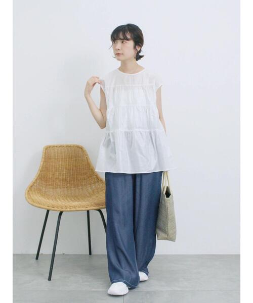Samansa Mos2 blue（サマンサモスモスブルー）の「◎ティアードブラウス（シャツ/ブラウス・レディース・ブラック/チャコールグレー/オフホワイト・F）」の13枚目の写真