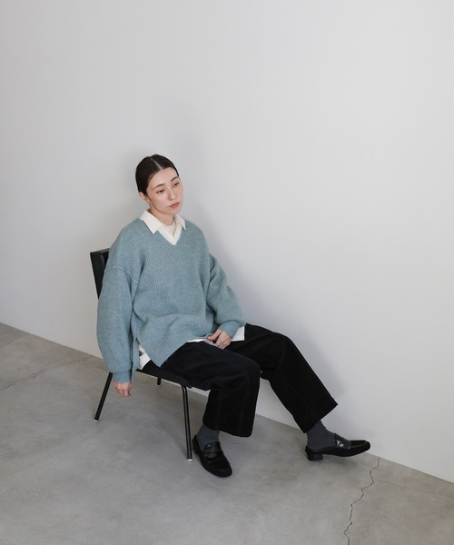 【美品✨】アルアバイル　フリゼVネックニットジャケット　完売品 セール】Vネックオーバーサイズニット（ニット/セーター）｜select