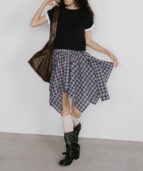 duei（デュイ）の「シャツレイヤードチェックミニスカート（スカート・レディース・ネイビー・FREE）」の21枚目の写真