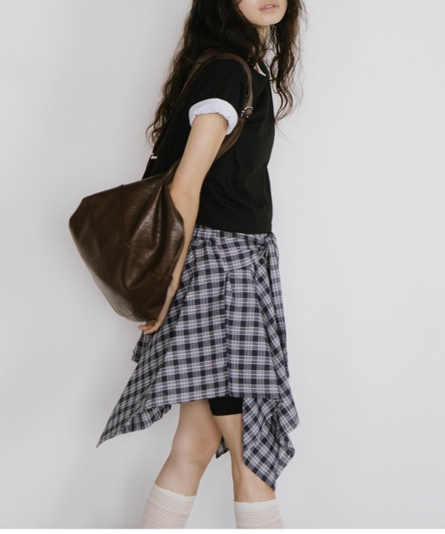 duei（デュイ）の「シャツレイヤードチェックミニスカート（スカート・レディース・ネイビー・FREE）」の6枚目の写真