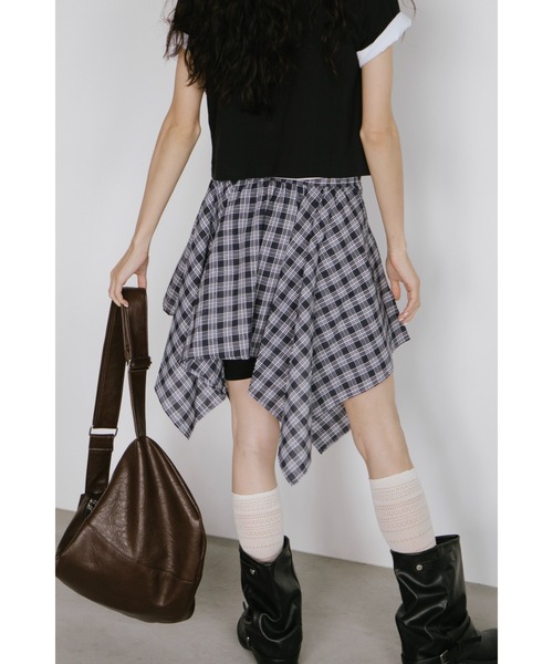 duei（デュイ）の「シャツレイヤードチェックミニスカート（スカート・レディース・ネイビー・FREE）」の9枚目の写真