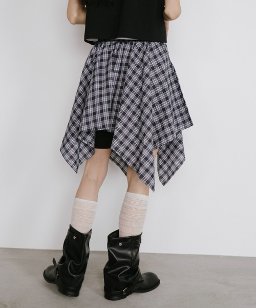 duei（デュイ）の「シャツレイヤードチェックミニスカート（スカート・レディース・ネイビー・FREE）」の5枚目の写真