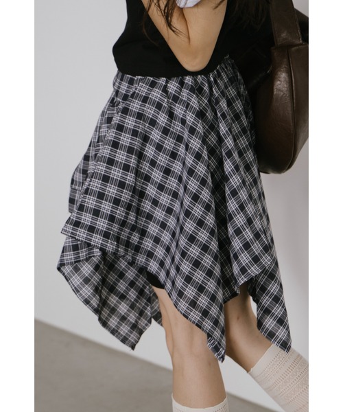 duei（デュイ）の「シャツレイヤードチェックミニスカート（スカート・レディース・ネイビー・FREE）」の14枚目の写真