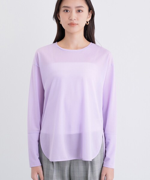 INDIVI(インディヴィ)の「ストレッチシアーロングTシャツ(Tシャツ/カットソー・レディース・ホワイト/ブラック/パープル/ダークグレー・34/15 /13/38/05)」の19枚目の写真