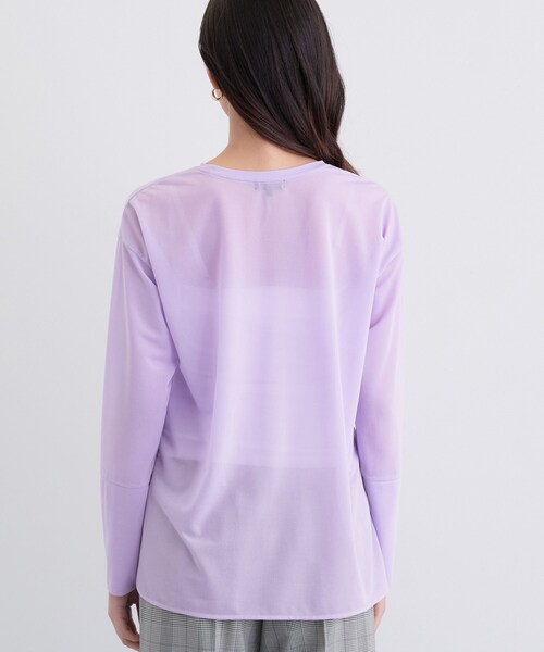 INDIVI(インディヴィ)の「ストレッチシアーロングTシャツ(Tシャツ/カットソー・レディース・ホワイト/ブラック/パープル/ダークグレー・34/15 /13/38/05)」の21枚目の写真