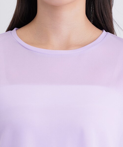 INDIVI(インディヴィ)の「ストレッチシアーロングTシャツ(Tシャツ/カットソー・レディース・ホワイト/ブラック/パープル/ダークグレー・34/15 /13/38/05)」の22枚目の写真