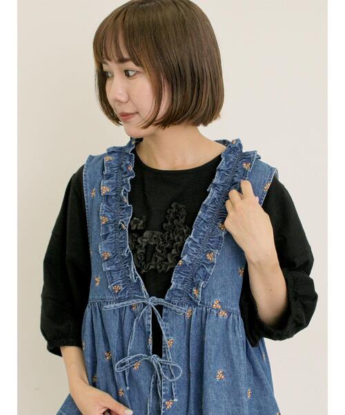 セール】刺繍デニムベスト（ベスト）｜Samansa Mos2（サマンサ