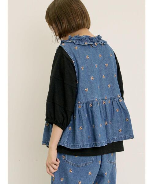 Samansa Mos2（サマンサ モスモス）の「刺繍デニムベスト（ベスト・レディース・ネイビー/ブラック/ブルー・F）」の7枚目の写真