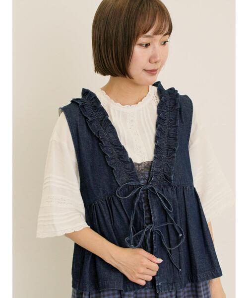 Samansa Mos2（サマンサ モスモス）の「刺繍デニムベスト（ベスト