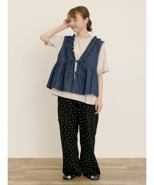 刺繍デニムベスト（ベスト）｜Samansa Mos2（サマンサ モスモス