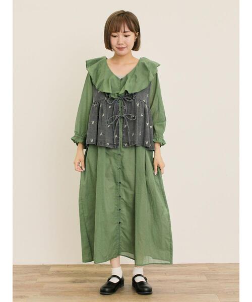 セール】刺繍デニムベスト（ベスト）｜Samansa Mos2（サマンサ