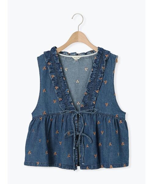 セール】刺繍デニムベスト（ベスト）｜Samansa Mos2（サマンサ