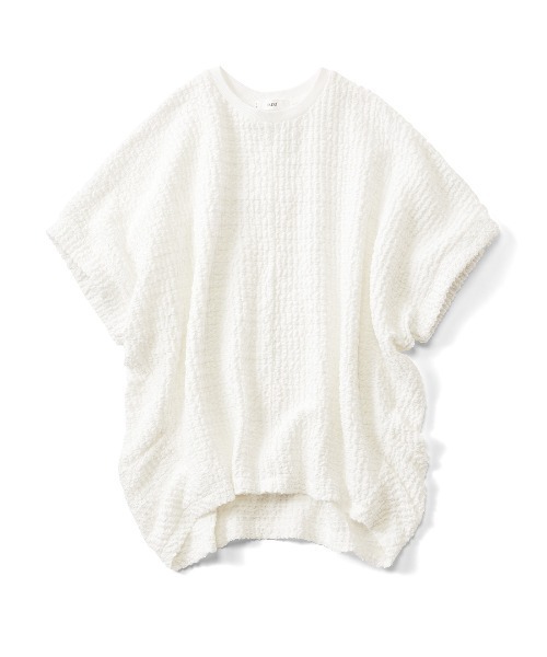 IEDIT(イディット)の「IEDIT シャーリングレースカットソー素材のふんわりプルオーバー(Tシャツ/カットソー・レディース・ライム/レッド/ホワイト・3L/LL/L/M/S/4L)」の1枚目の写真