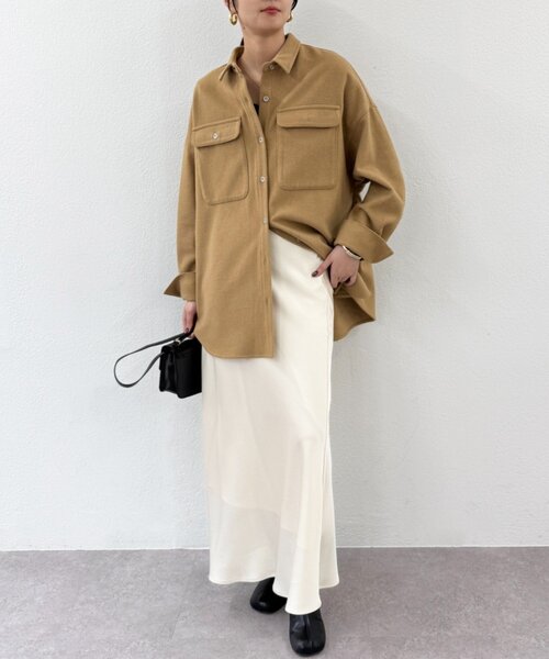LOUNGEDRESS(ラウンジドレス)の「ウールオーバーシャツ(シャツ/ブラウス・レディース・オフホワイト/キャメル・FREE)」の10枚目の写真