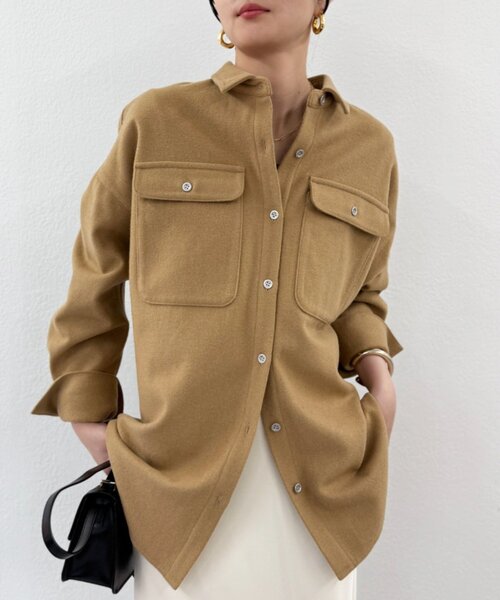 LOUNGEDRESS(ラウンジドレス)の「ウールオーバーシャツ(シャツ/ブラウス・レディース・オフホワイト/キャメル・FREE)」の15枚目の写真