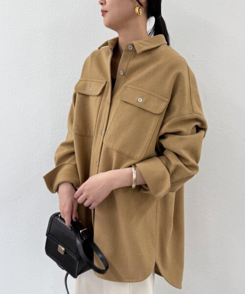 LOUNGEDRESS(ラウンジドレス)の「ウールオーバーシャツ(シャツ/ブラウス・レディース・オフホワイト/キャメル・FREE)」の16枚目の写真