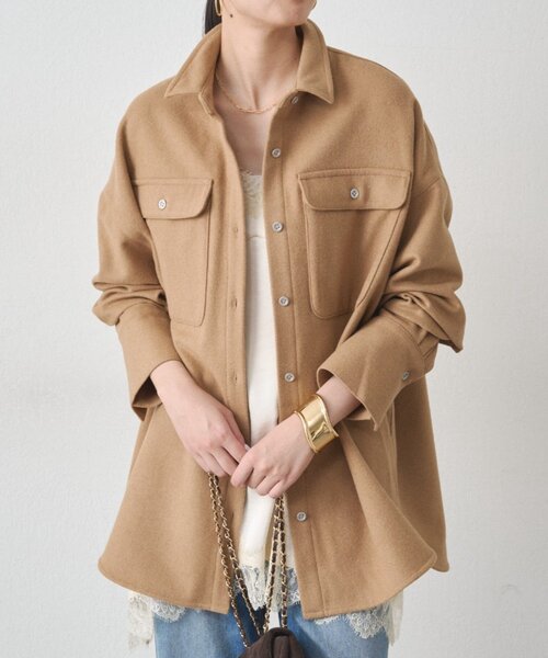 LOUNGEDRESS(ラウンジドレス)の「ウールオーバーシャツ(シャツ/ブラウス・レディース・オフホワイト/キャメル・FREE)」の19枚目の写真