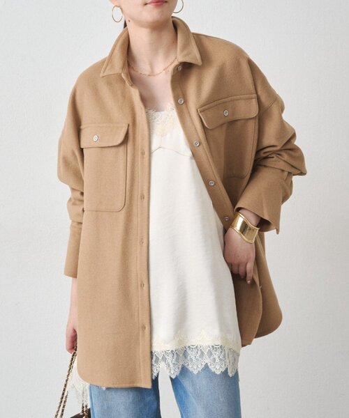 LOUNGEDRESS(ラウンジドレス)の「ウールオーバーシャツ(シャツ/ブラウス・レディース・オフホワイト/キャメル・FREE)」の20枚目の写真