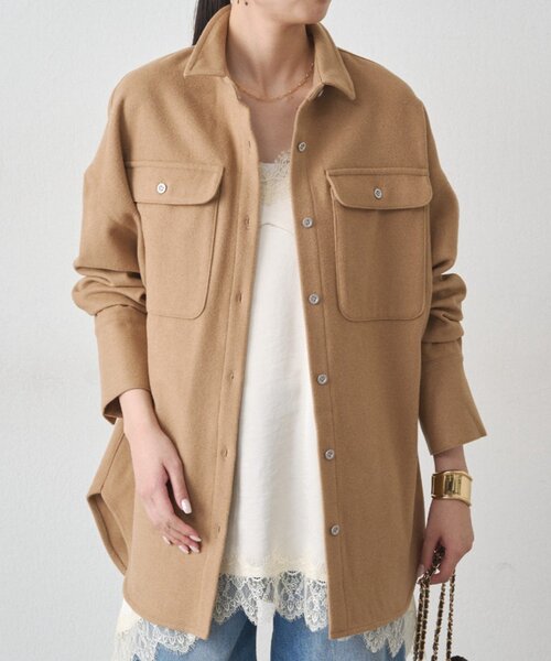 LOUNGEDRESS(ラウンジドレス)の「ウールオーバーシャツ(シャツ/ブラウス・レディース・オフホワイト/キャメル・FREE)」の21枚目の写真