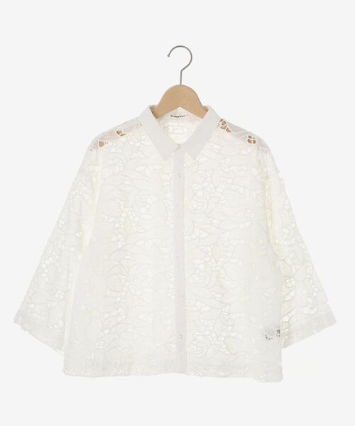 le.coeur blanc（ルクールブラン）の「モチーフレースシャツ（シャツ/ブラウス・レディース・オフホワイト/ブラック・38）」の3枚目の写真
