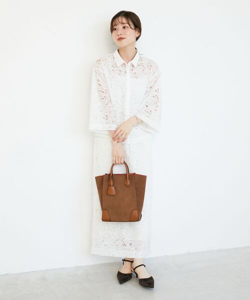 le.coeur blanc（ルクールブラン）の「モチーフレースシャツ（シャツ/ブラウス・レディース・オフホワイト/ブラック・38）」の10枚目の写真